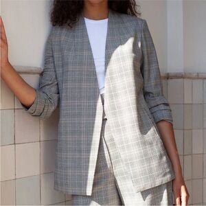 Babaton | Power Blazer Grey Plaid Check Size 4 Aritzia
